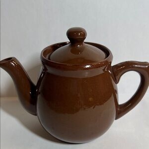 Glossy Brown Ceramic Teapot with Lid